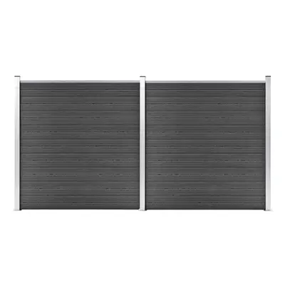 vidaXL Fence Panel Set WPC 353x186 cm Black Garden Edging Protection Barrier