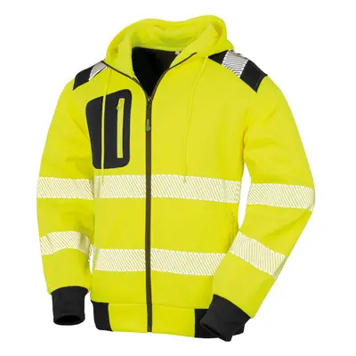 (L, Fluorescent Yellow) Result Genuine Recycled Mens Robust Safety Zipped Hoodie