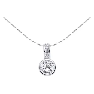 Jewelco London Ladies Sterling Silver Cubic Zirconia Bubble Solitaire Pendant Necklace inch - GV