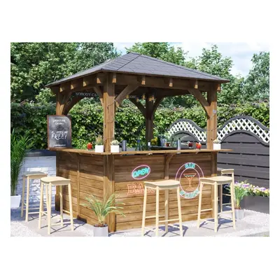 Dunster House Garden Bar 2.5m x 2.5m Wooden Outdoor Pub Shed Leviathan (C Shape)