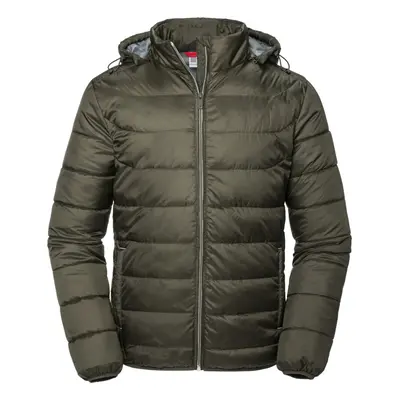 (M, Dark Olive) Russell Mens Nano Hooded Padded Jacket