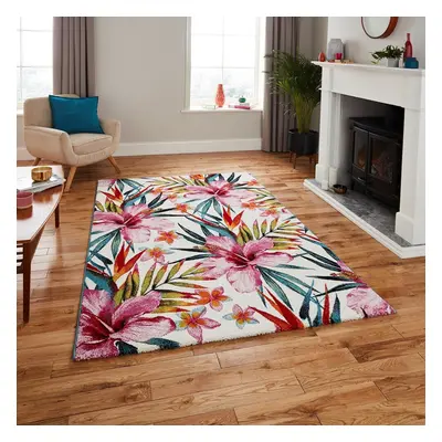 (80x150cm) Havana Rugs in Multi Floral Power Loomed Soft Polypropylene Mats