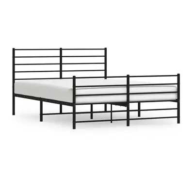 (black, x cm/with headboard & footboard) vidaXL Metal Bed Frame with Headboard Bed Base Mattress