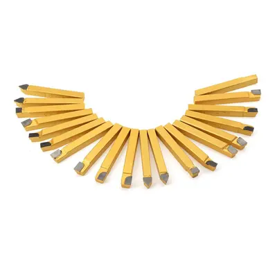 (Yellow, 3/8) 20pcs Metal Lathe Tool Set Carbide Tip Cutting Turning Boring Bit