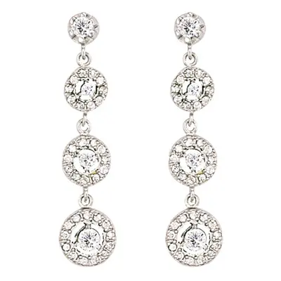 Jewelco London Ladies Sterling Silver Cubic Zirconia Trilogy Chain Halo Drop Earrings - GVE019