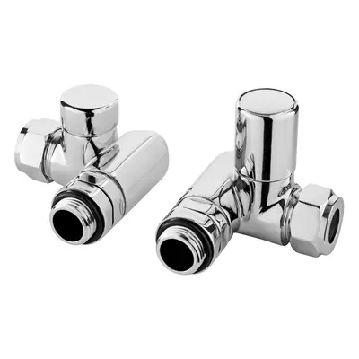 Corner Minimalist Dual Fuel Round Radiator Valves, Sold in Pairs - Chrome