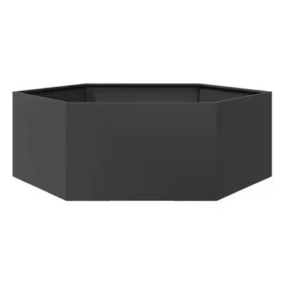 vidaXL Garden Planter Outdoor Flower Pot Patio Planter Pot Black Hexagon Steel