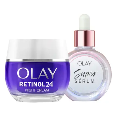 Bundle of Olay Super Serum, 30ml + Olay Retinol Night Cream Face Moisturiser, 50ml