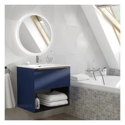 (4-Drawer 120cm, Chrome ) Furneo Bathroom Vanity Unit Floating Storage Basin Blueberry Matt 60/8