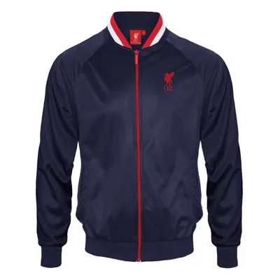 (Navy Stripe Collar, XL) Liverpool FC Official Football Gift Mens Retro Track Top Jacket