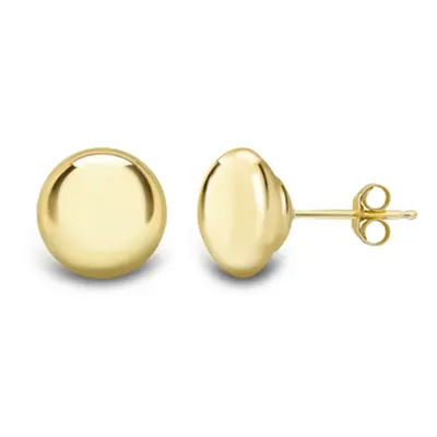 Jewelco London Ladies 9ct Yellow Gold Round Polished Button Stud Earrings - 8mm - SENR02124