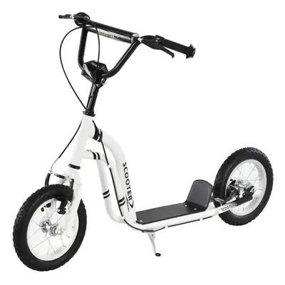 HOMCOM Kids Stunt Scooter with 12" Rubber Tyres, Adjustable Handlebar, White