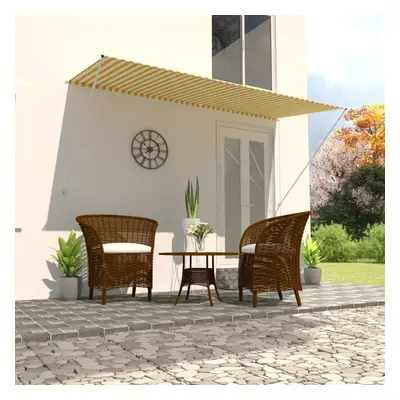 vidaXL Retractable Awning 300x150cm Yellow and White Window Canopy Sun Screen