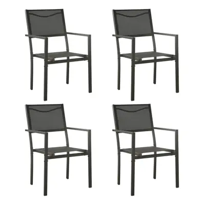 vidaXL 4x Garden Chairs Textilene & Steel Black&Anthracite Patio Dining Chair