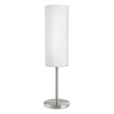 Table Lamp Colour Satin Nickel Shade White Painted Satin Glass Bulb E27 1x60W