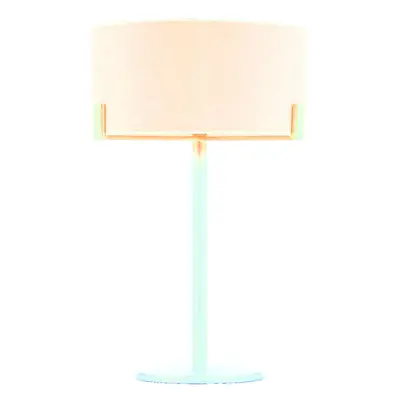 Table Lamp Brushed Bronze Plate & Natural Linen 60W E27 GLS Base & Shade