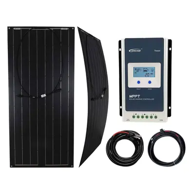 100w Black Flexible Solar Panel Charging Kit Caravan MPPT Charger Controller K4