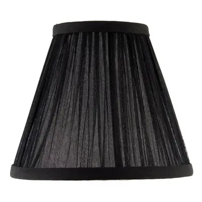 6" Luxury Round Tapered Lamp Shade Black Pleated Organza Modern Elegant Drum