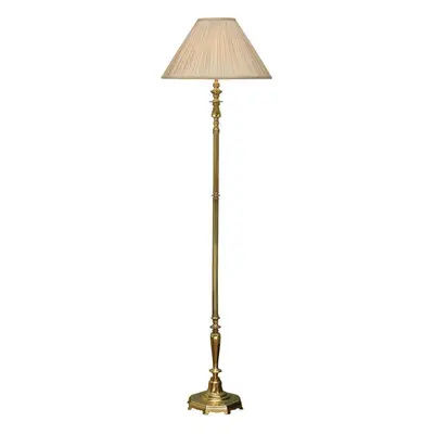 Luxury Traditional Floor Lamp Solid Brass & Beige Organza Pleat Shade 1.67m Tall