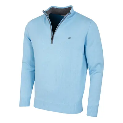 (XXL, Baby Blue) Calvin Klein Mens Knit Cotton 1/2 Zip Golf CK Top Sweater