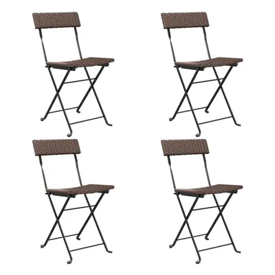 (brown, pcs) vidaXL Folding Bistro Chairs Poly Rattan and Steel Patio Outdoor Dining Chair