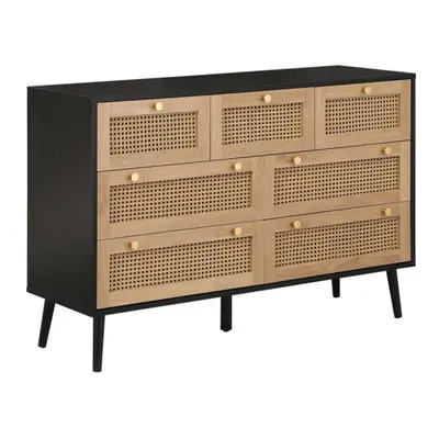 Black Chest of Drawers Rattan Birlea Croxley Mid Century Modern