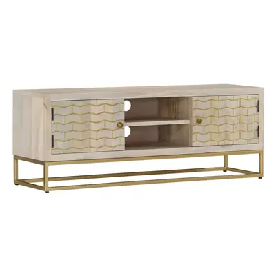 vidaXL TV Cabinet TV Unit Side Cabinet Sideboard Solid Bleached Wood Mango