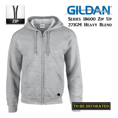 (XL) Gildan Sport Grey Zip Up Hoodie Hooded Sweatshirt Sweater Fleece Men