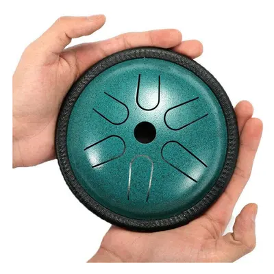 (Green) 5.5'' Steel Tongue Drum Notes Handpan Tankdrum Yoga Instrument With Bag&Mallets