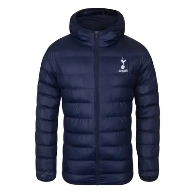 (Navy Blue, XL) Tottenham Hotspur FC Official Football Gift Mens Quilted Hooded Winter Jacket