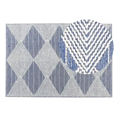 Wool Area Rug x cm Light Beige and Blue DATCA