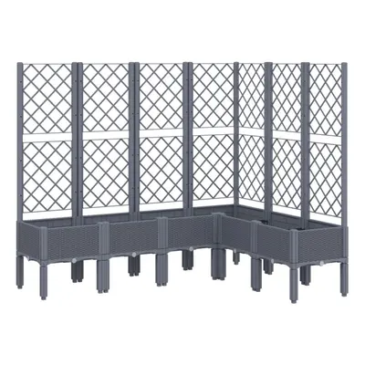 (grey, x x cm) vidaXL Garden Planter with Trellis Patio Flower Pot Planter Box Light Grey PP