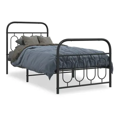 (black, x cm/ with headboard & footboard) vidaXL Metal Bed Frame with Headboard and Footboard Be