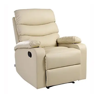 (Cream) Ashby Bonded Leather Recliner Armchair Sofa Chair Reclining Home Lounge