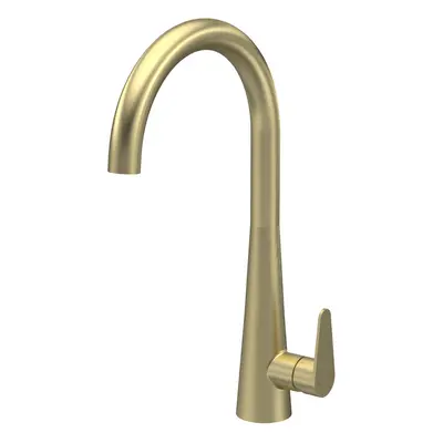 Kitchen Mono Mixer Tap with Lever Handle, 398mm - Brushed Brass