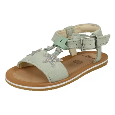 (White, UK 7.5 Infant) Girls Clarks Star Detailed Strappy Sandals Finch Summer T