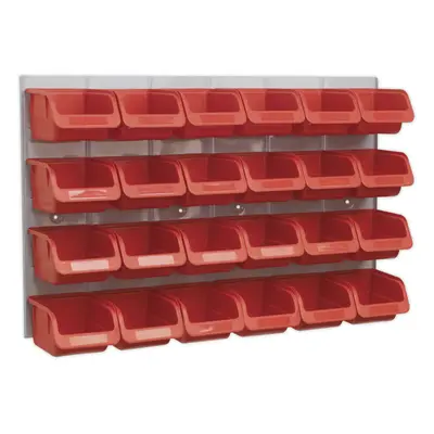 24 Red x x 75mm Plastic Storage Bin & Wall Panel Warehouse Picking Tray