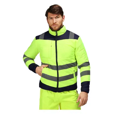 (M, Yellow/Navy) Regatta Mens Baffled Hi-Vis Thermal Top