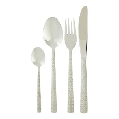 24Pc Cutlery Set, Elegant Silverware Cutlery Set, Modern Stainless Steel Cutlery Set with Geomet