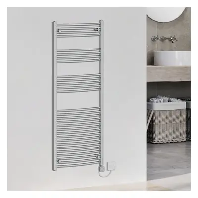 (1600x600mm, Chrome) WarmeHaus Curved Thermostatic Electric Heated Towel Rail Warmer Radiator