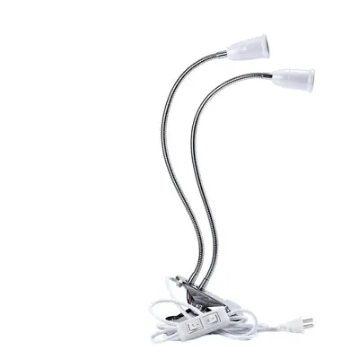 (US Plug) 40CM E27 Flexible Dual Head Clip Lampholder Bulb Adapter with On/off Switch for LED Gr