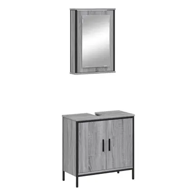 (grey sonoma) vidaXL Bathroom Furniture Set Piece Storage Sink Cabinet Engineered Wood