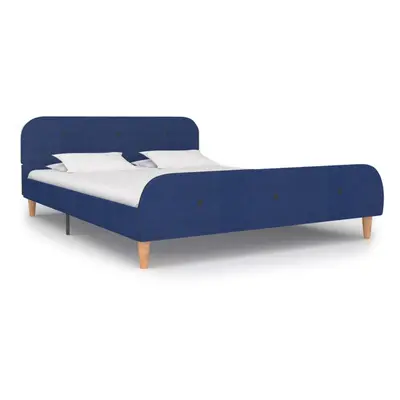 vidaXL Bed Frame Blue Fabric 140x200cm Upholstered Double Bedroom Furniture