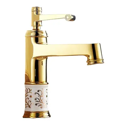 European Classic Golden Bathroom Basin Faucet Hot & Cold Water Mixer Tap Single Handle Copper De