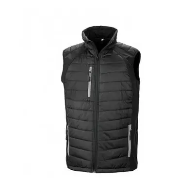 (L, Black/Grey) Result Mens Black Compass Padded Soft Shell Gilet