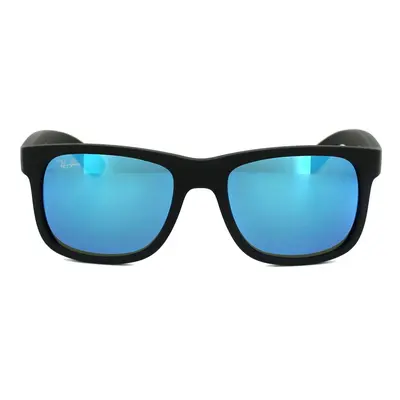 Ray-Ban Sunglasses Justin 622/55 Rubber Black Blue Mirror Small 51mm