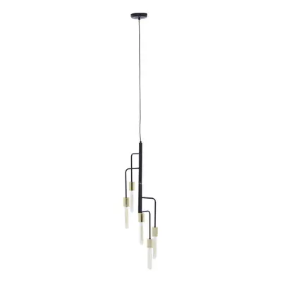 Premier Housewares Ceiling Lights Black Finish gold and black Pendant Light With Tubular Bulbs A