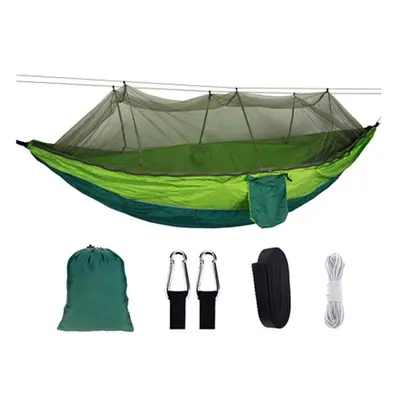 (Green) 260x140cm Double Outdoor Travel Camping Hammock Bed W/ Mosquito Net Kit