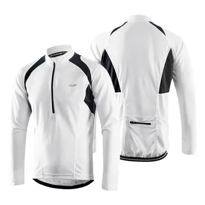 (White, L) Men's Long Sleeve Cycling Jersey Lightweight Breathable Quick Dry