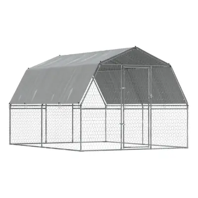 vidaXL Bird Cage with Roof and Door Garden Bird Aviary Silver Galvanised Steel